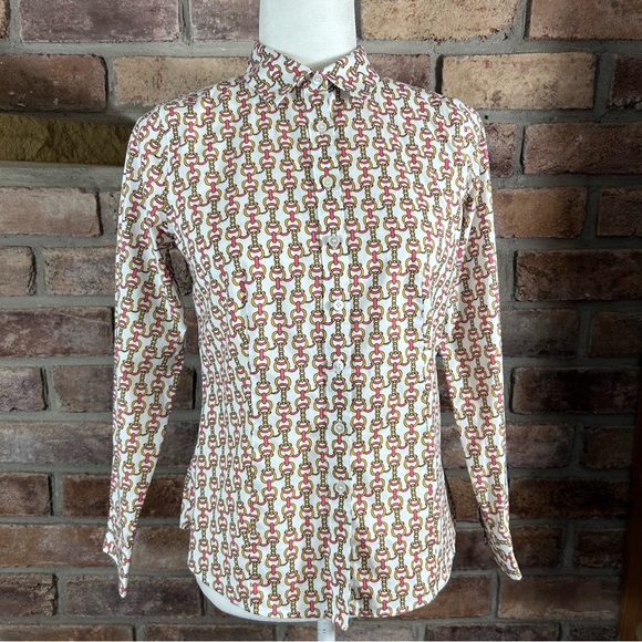 Talbots Tops - TALBOTS  Pink, White and Gold Casual Button Down Shirt 120
